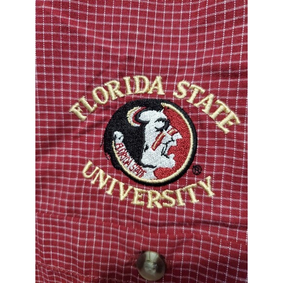 Antigua Florida State University Seminoles Cotton Blend Red Check Button-Up XL - Picture 2 of 7